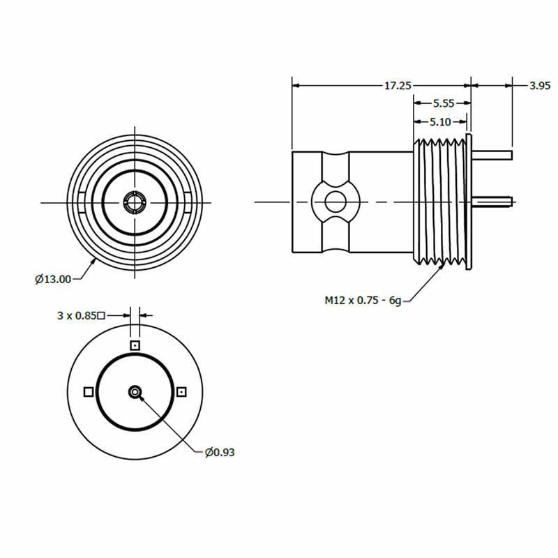 6GHz Top Entry BNC Coaxial RF Connector from Cambridge Electronics
